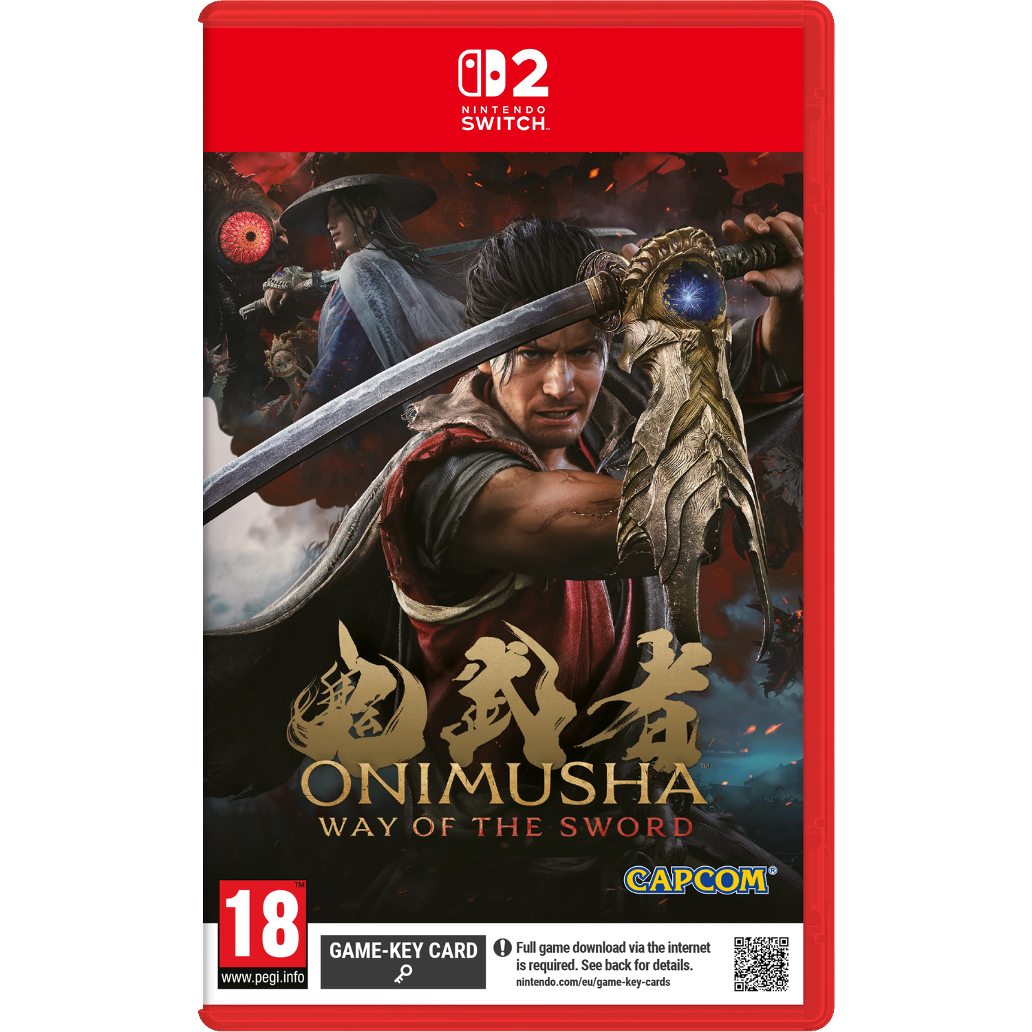 Nintendo Switch game: Onimusha Way of the Sword hoes met krijger en zwaard.
