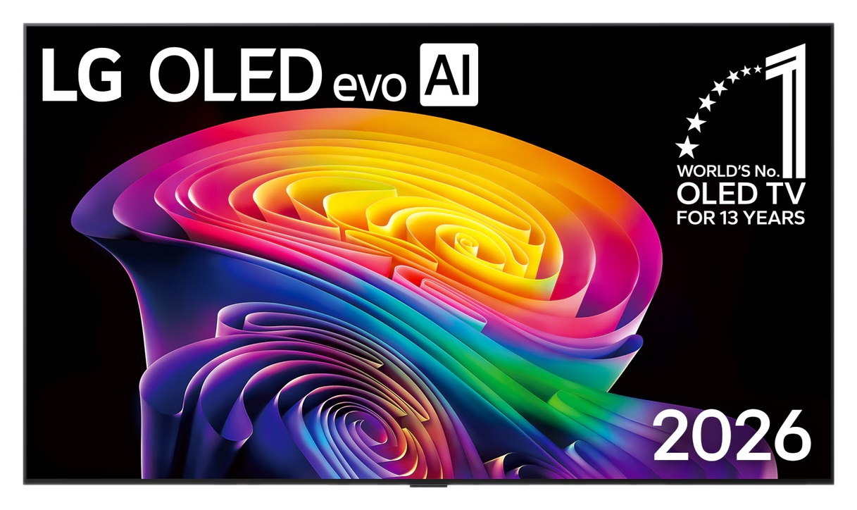 Telewizor LG OLED evo AI: Nr 1 na świecie od 13 lat. Abstrakcyjne, kolorowe wstążki na czarnym tle.