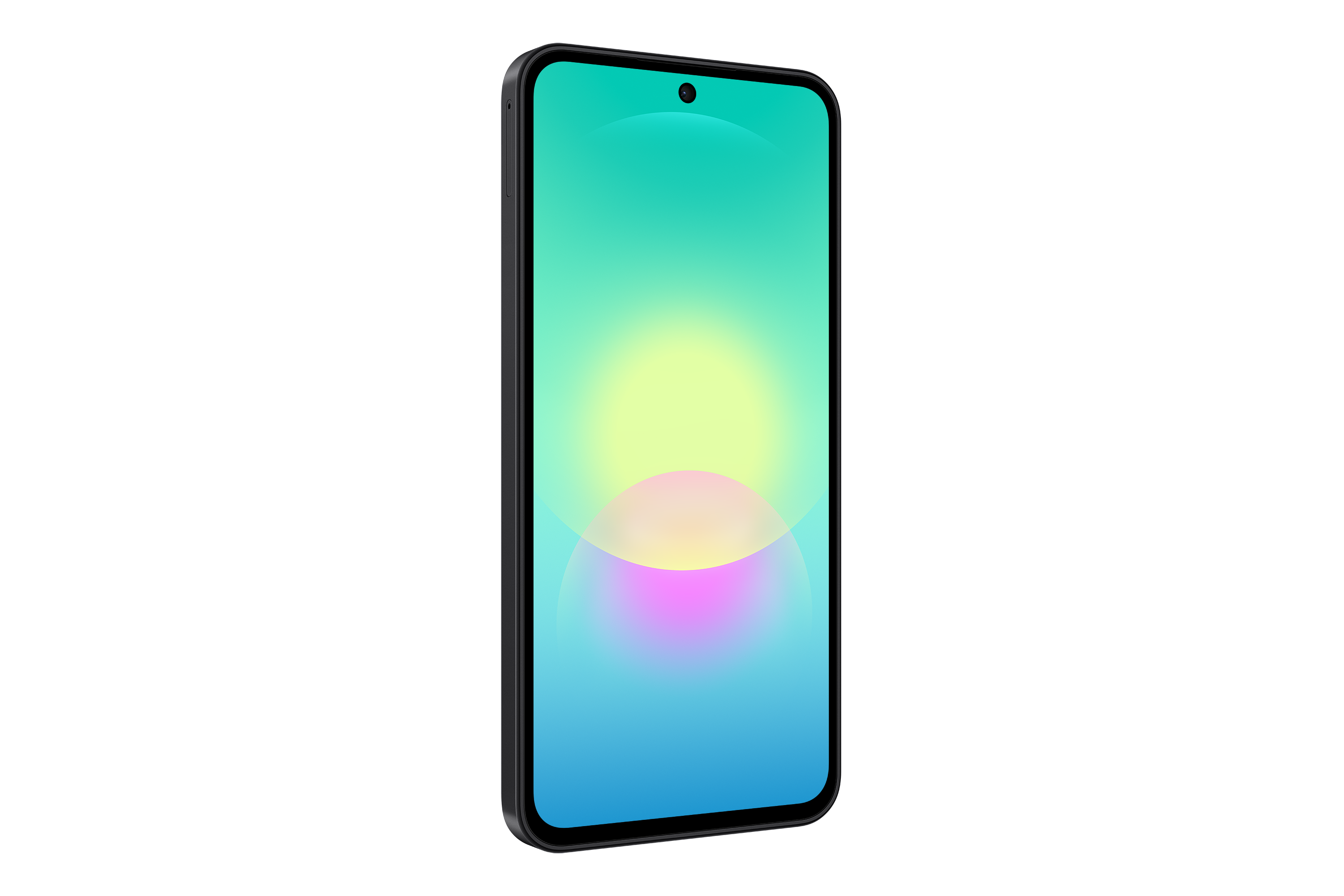 Ein schwarzes Smartphone mit einem Farbverlauf auf dem Bildschirm.