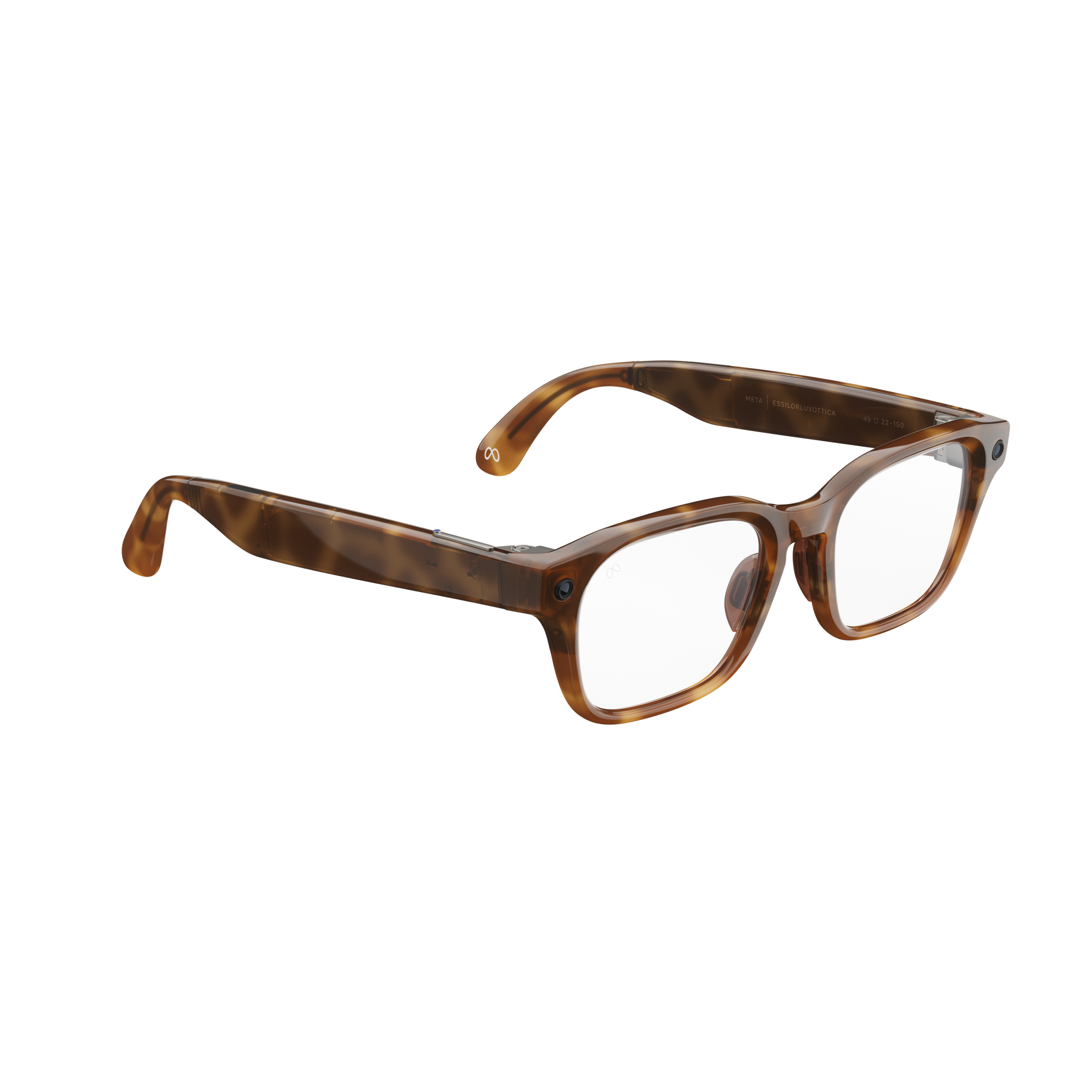 Braune Hornbrille mit klaren Gläsern und silbernen Akzenten.