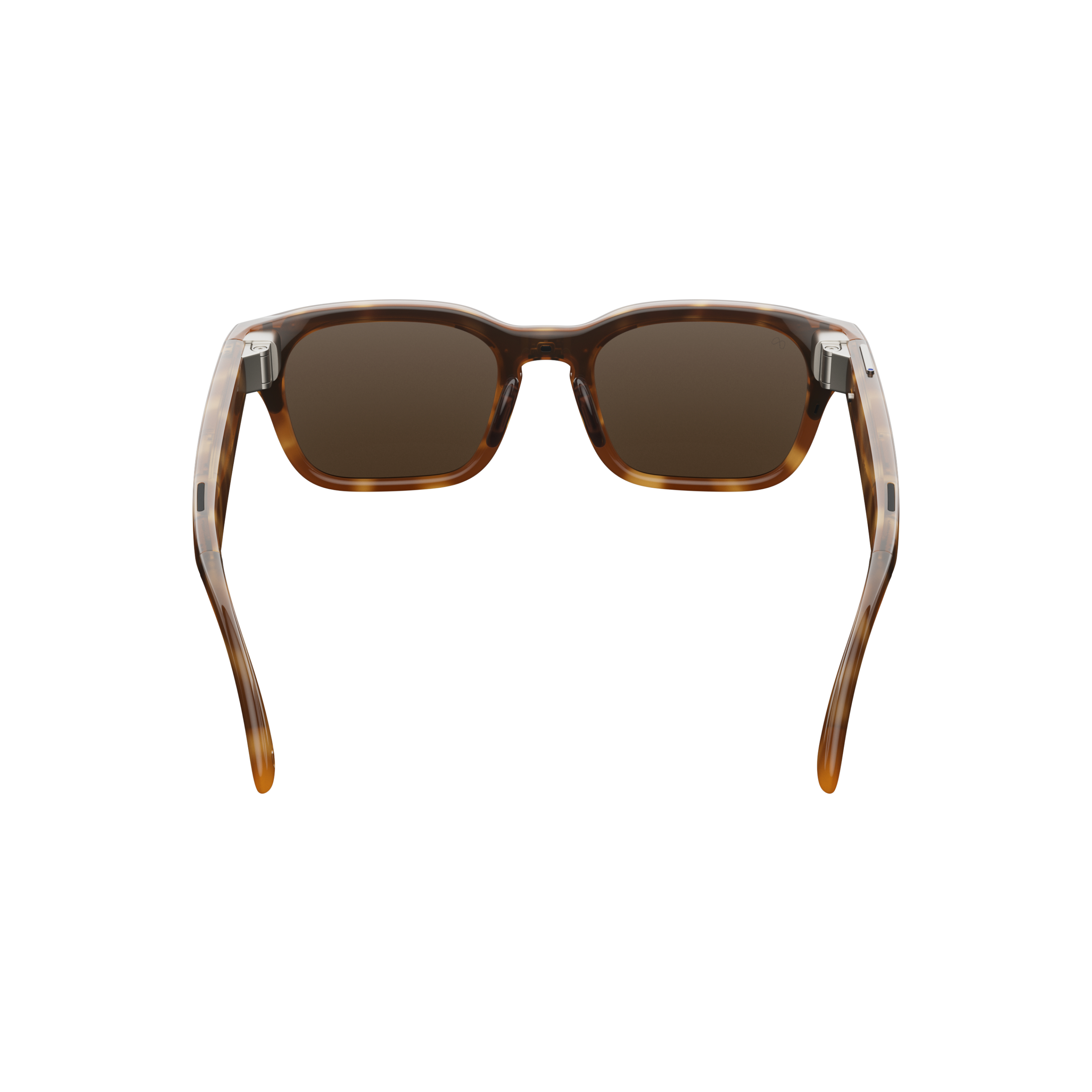 Schildpatt-Sonnenbrille mit braunen Gläsern, von hinten gesehen.