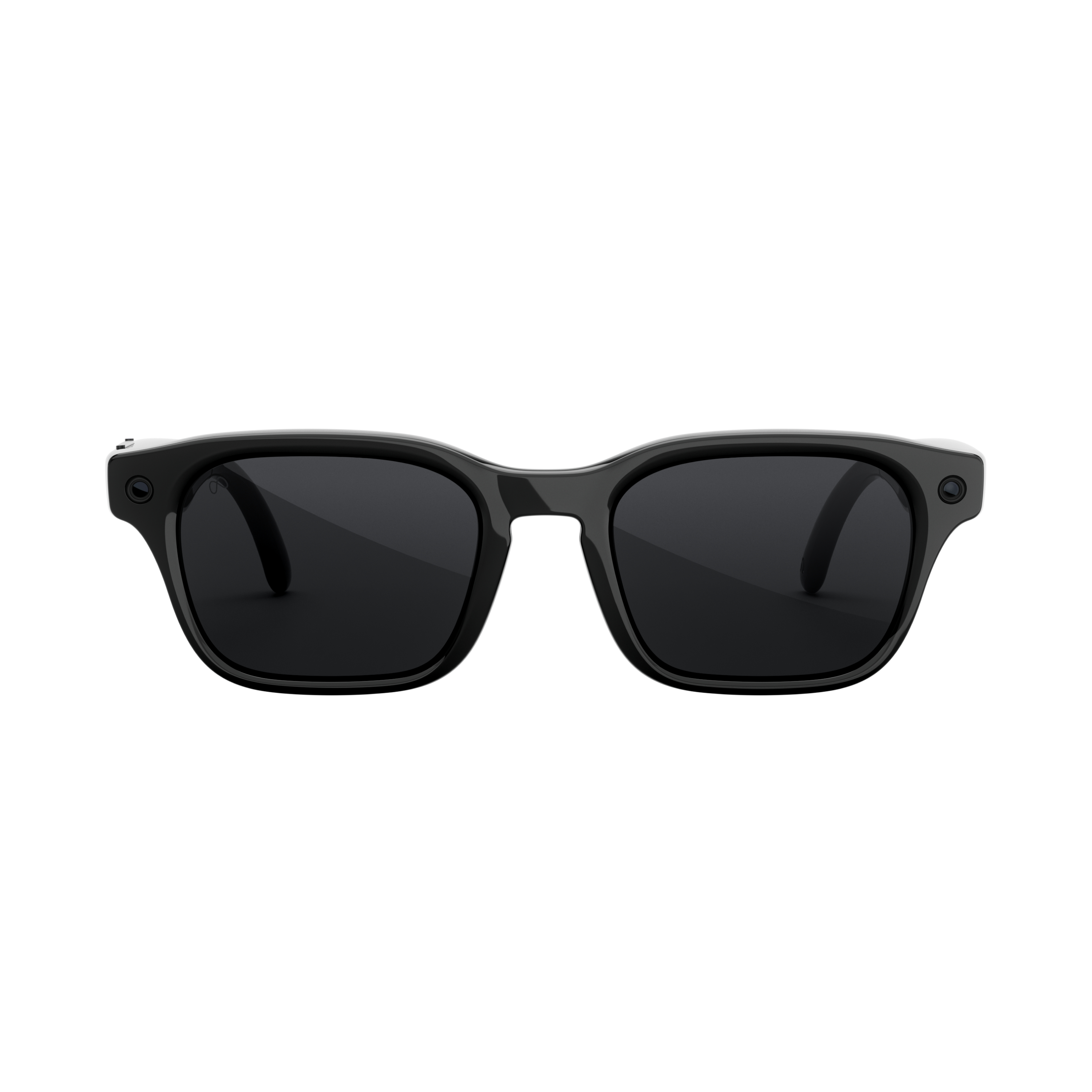 Schwarze Sonnenbrille mit quadratischen Gläsern und dickem Rahmen.
