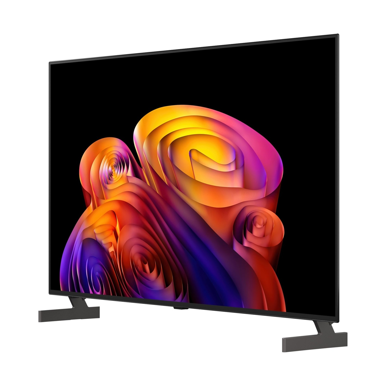 Una TV moderna con un'immagine astratta e colorata sullo schermo.