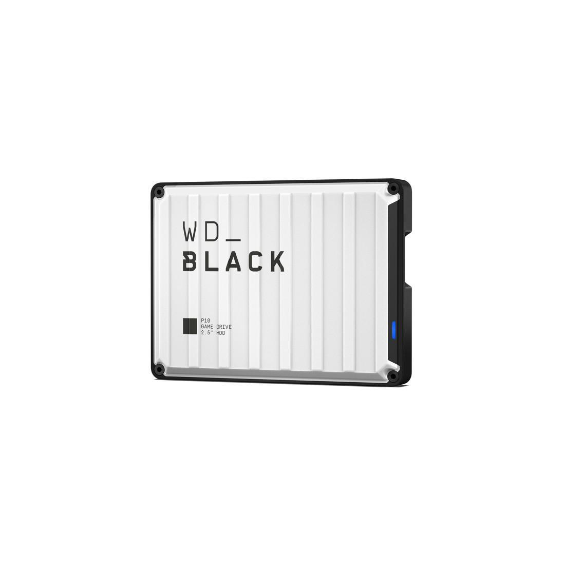 Ein WD_BLACK P10 2,5-Zoll-Festplattenspeicher mit blauem Licht.