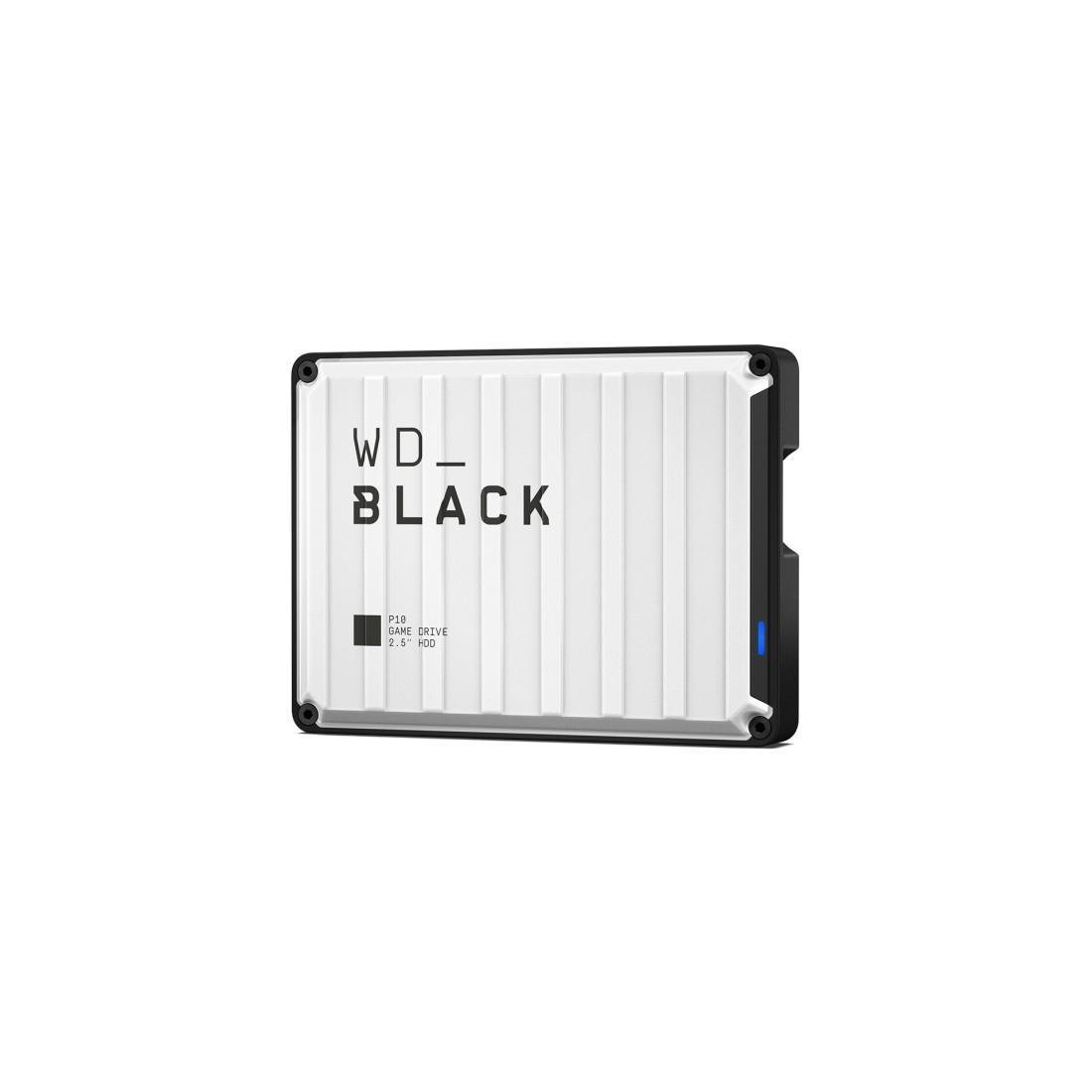 Ein weier WD_BLACK 2,5-Zoll-Festplattenspeicher mit blauem Licht