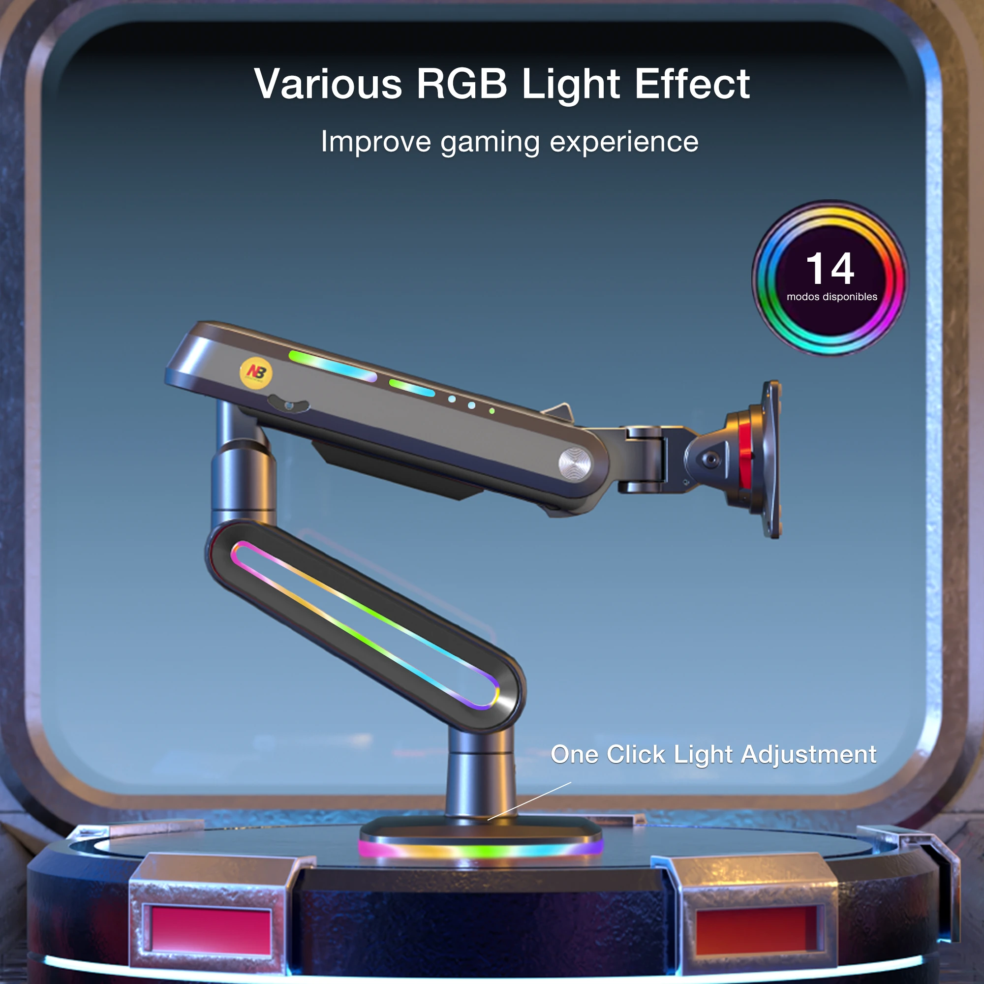Oyunlar için RGB ışık efektli ve 14 modlu monitör kolu.