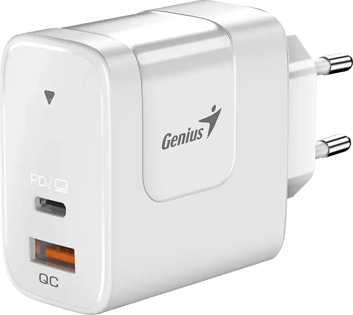 GENIUS PD65AC Hálózati töltő, max. 65W, USB-A, USB-C, fehér (32590010400)