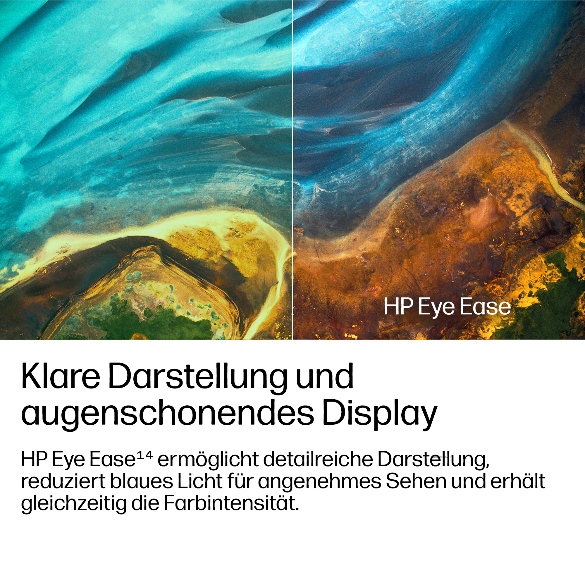 Zwei Ansichten zeigen bunte Muster, links blau und gelb, rechts blau und orange.