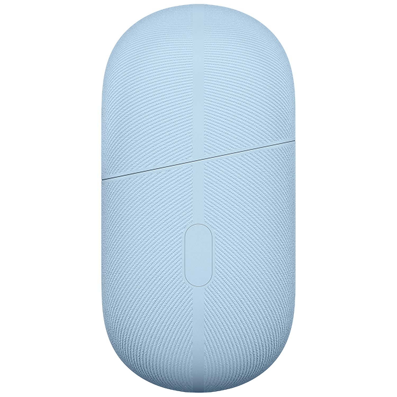Lichtblauwe, getextureerde oplaadcase met ovale uitsparing.
