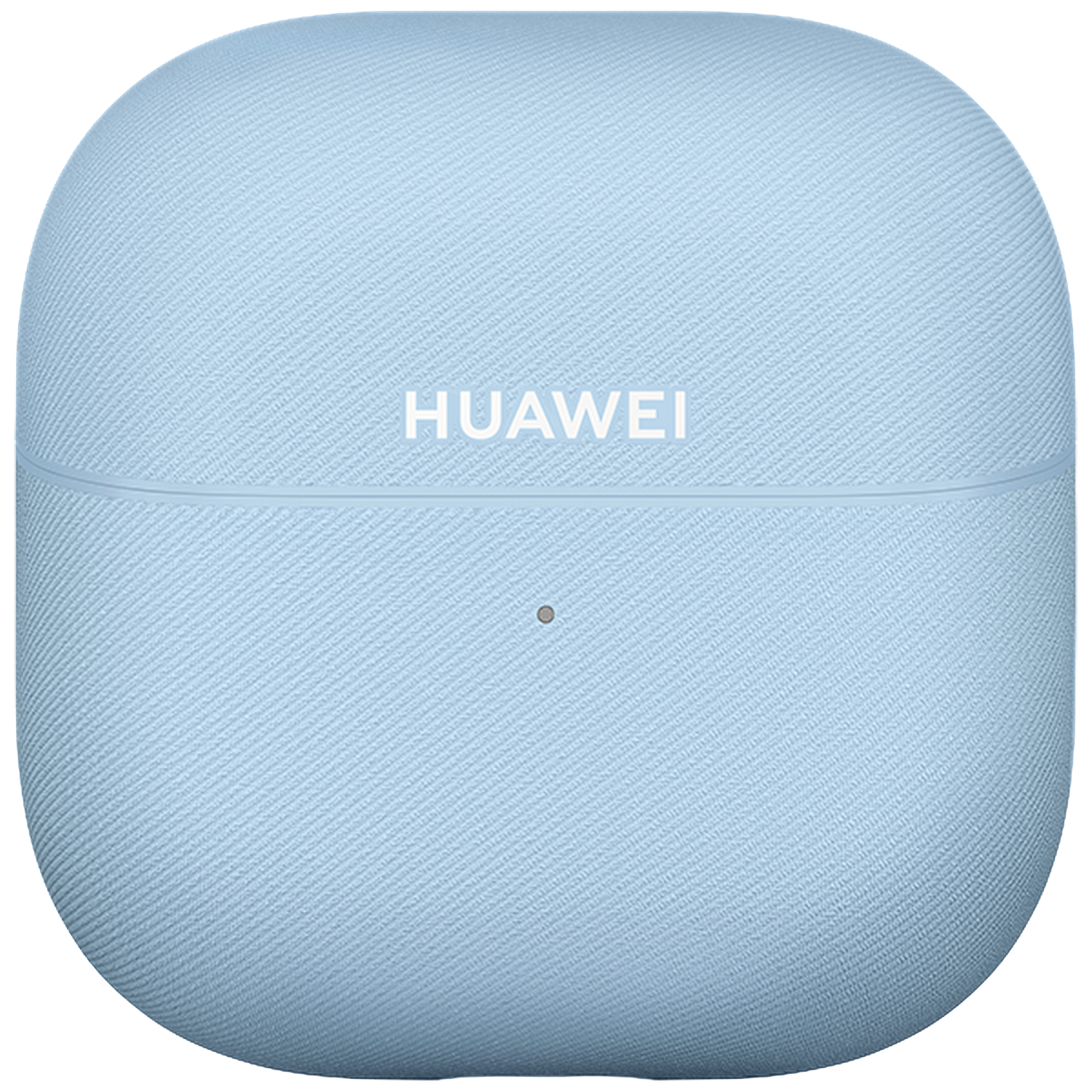 Lichtblauwe Huawei-case met stoftextuur en klein cirkeltje.