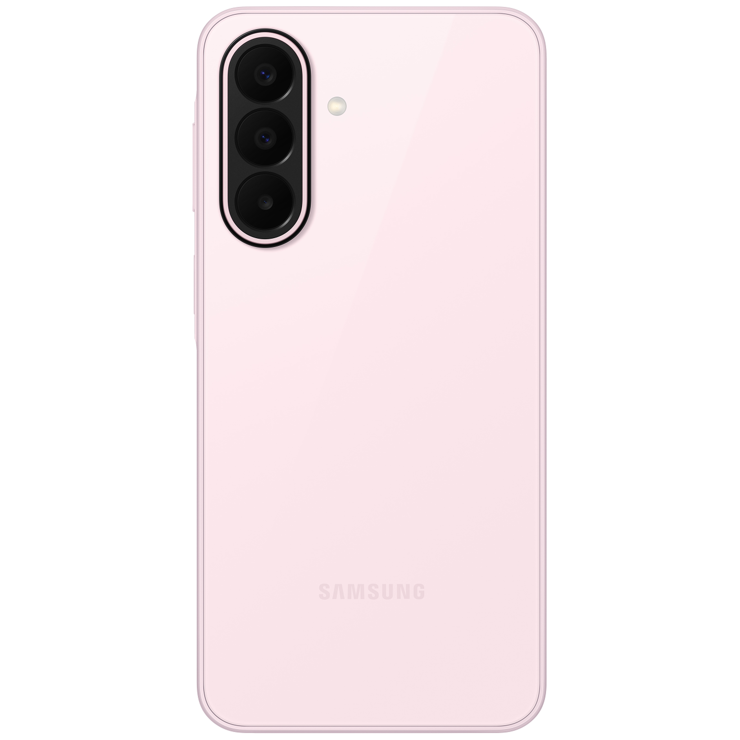 Een roze Samsung smartphone met drie camera's en flitser.