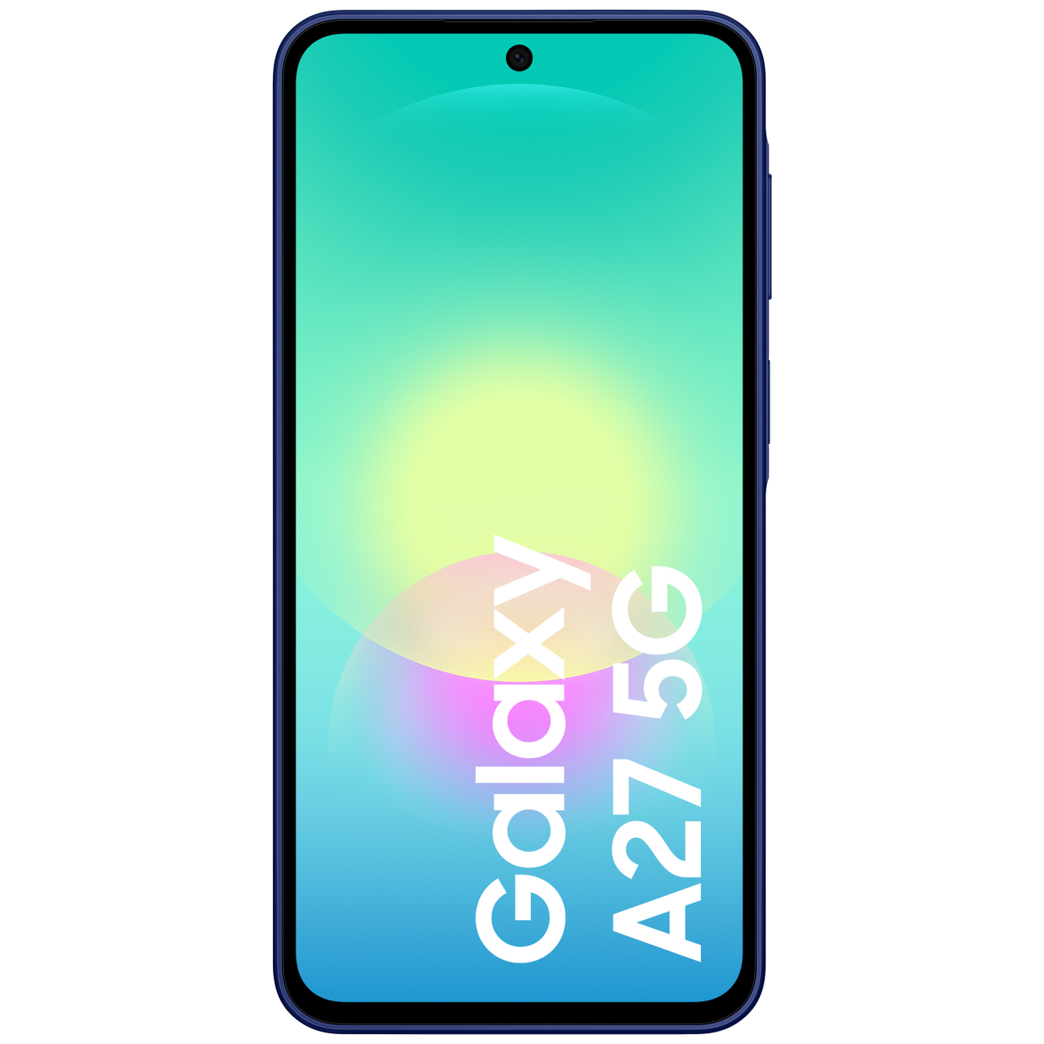Donkerblauwe smartphone met verlopen scherm. Galaxy A27 5G.