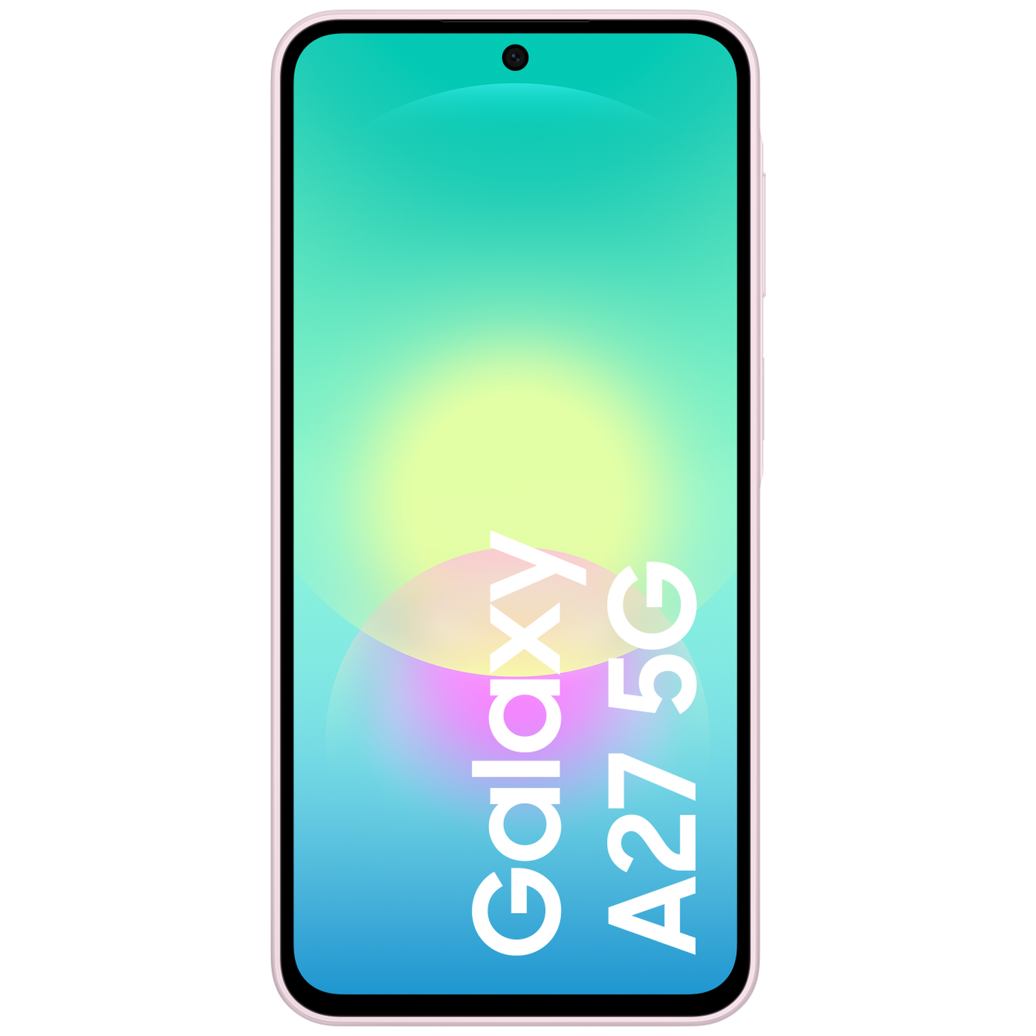 Een lichtroze smartphone met een gradiëntscherm.