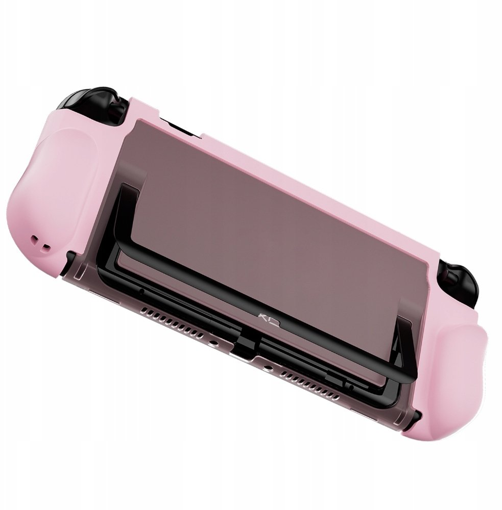 Różowe etui ochronne do konsoli Nintendo Switch Lite, pokazane po przekątnej.