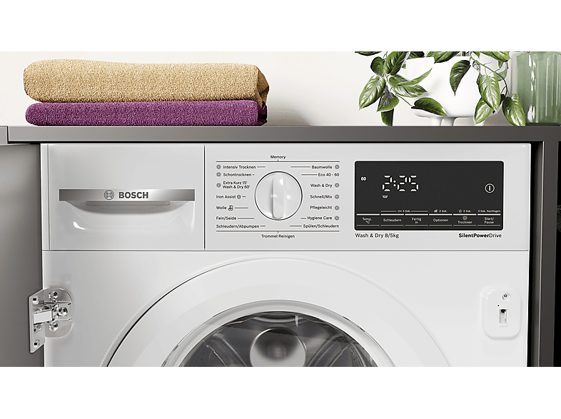 Bosch WKD28490 Serie 6 Waschtrockner (8 kg / 5 kg, 1400 U/Min., Einbaugerät, Weiß) — Foto 3 von 4