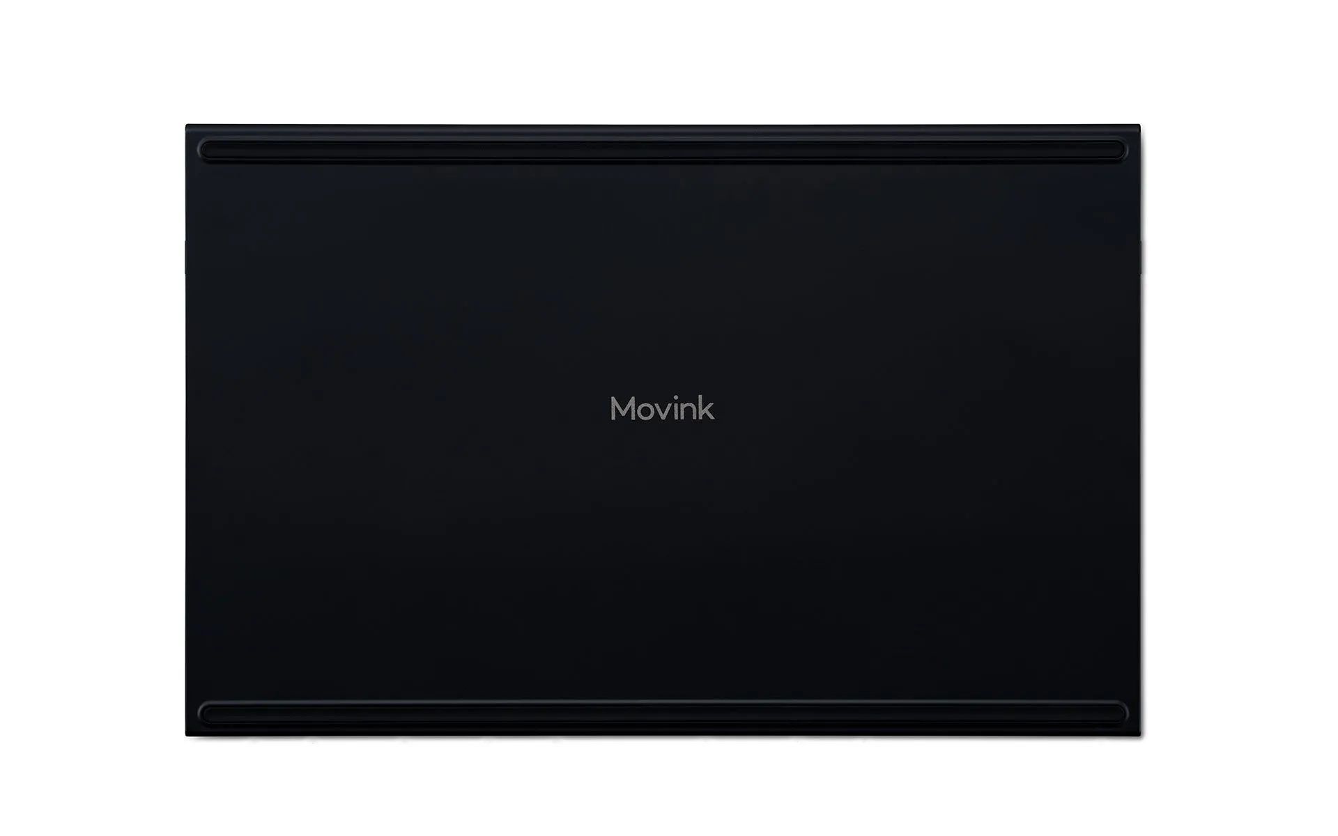 Egy fekete, téglalap alakú eszköz „Movink” logóval a közepén.