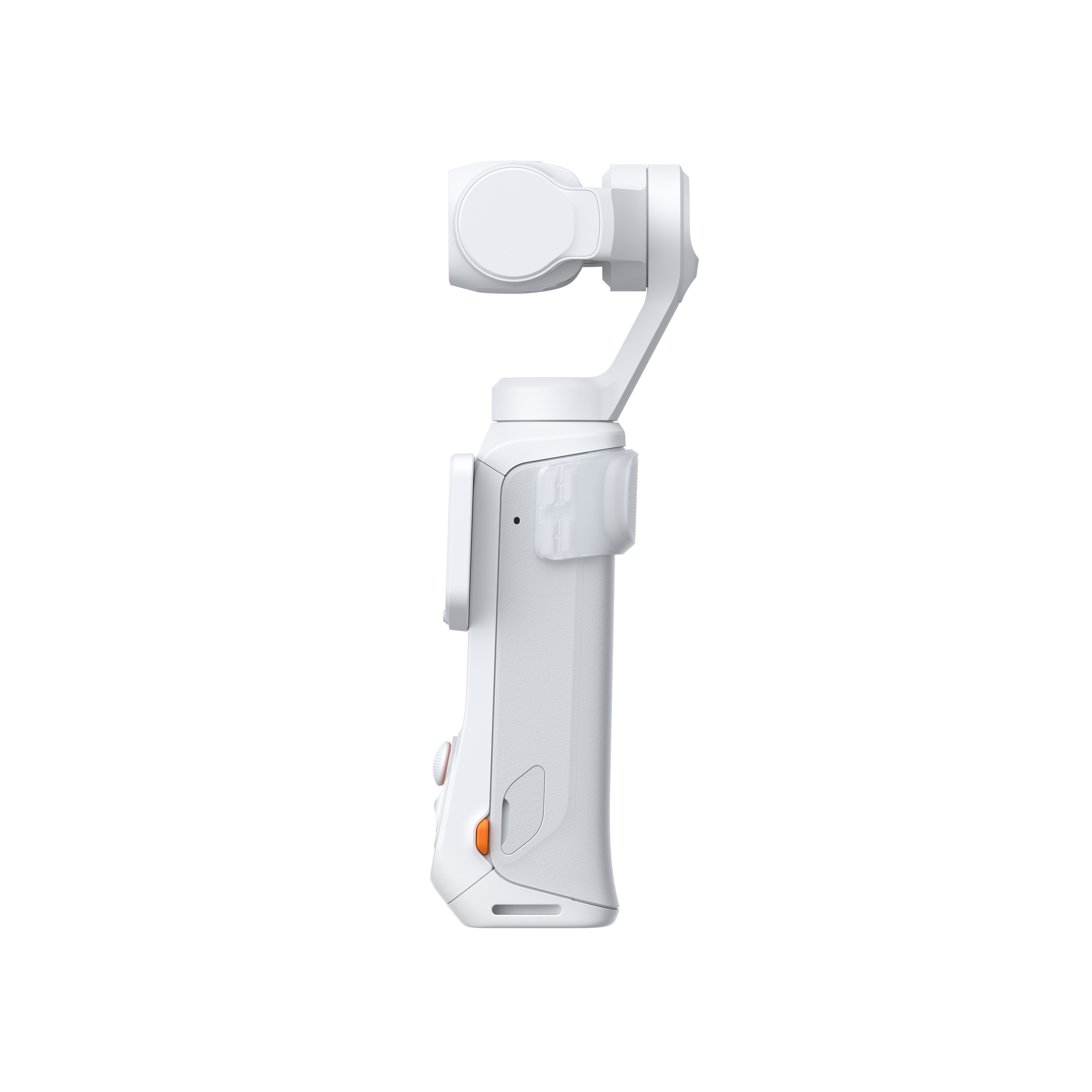 Ein weißer Gimbal-Stabilisator mit einem schwarzen Hintergrund.