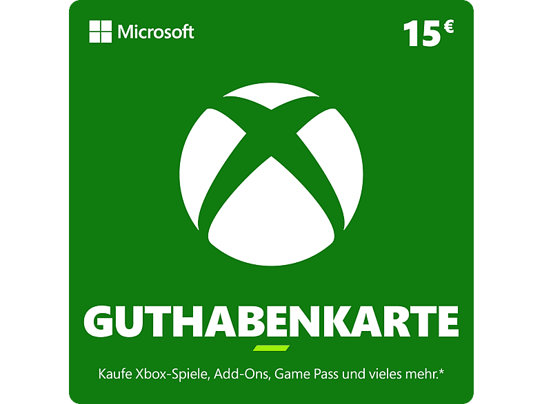 Xbox Guthabenkarte - Multiplattform (Wert: 15 €); Geschenkkarte