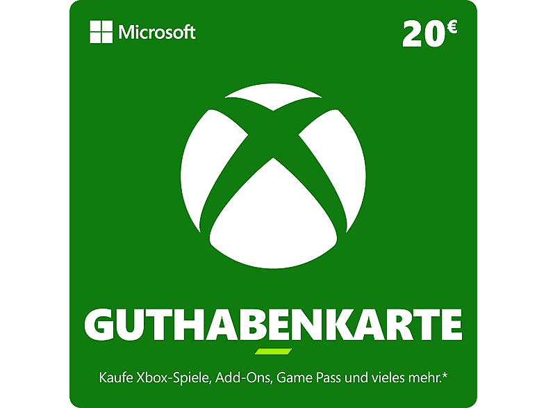 Xbox Guthabenkarte - Multiplattform (Wert: 20 €); Geschenkkarte