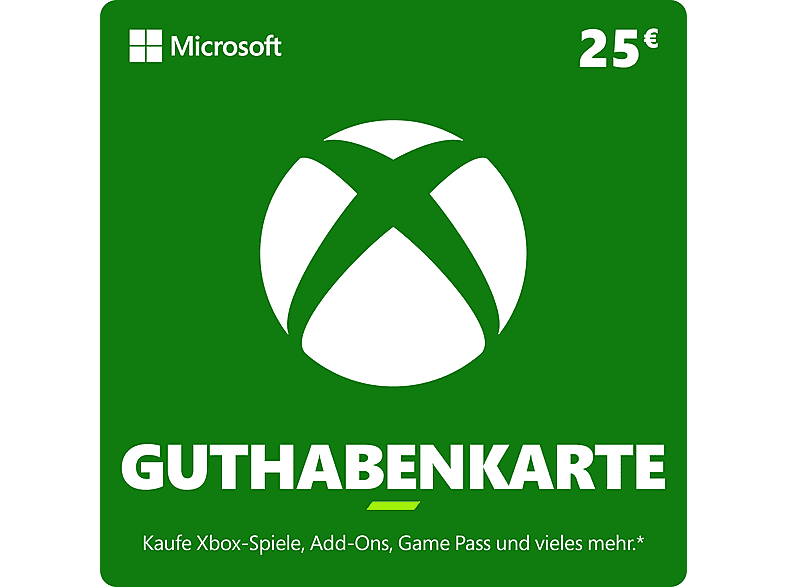 Xbox Guthabenkarte - Multiplattform (Wert: 25 €); Geschenkkarte
