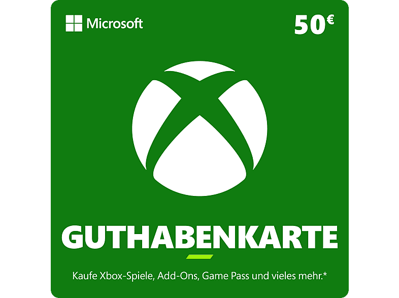 Xbox Guthabenkarte - Multiplattform (Wert: 50 €); Geschenkkarte