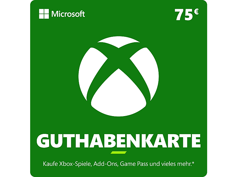 Xbox Guthabenkarte - Multiplattform (Wert: 75 €); Geschenkkarte