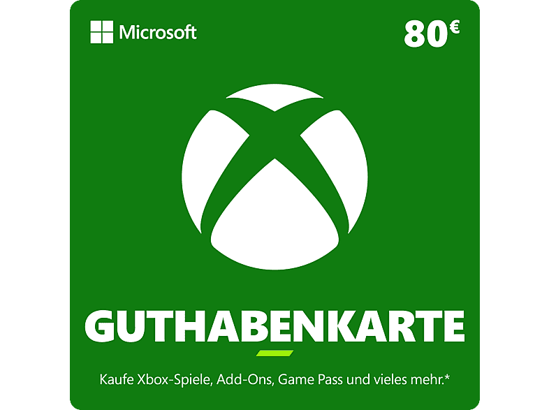Xbox Guthabenkarte - Multiplattform (Wert: 80 €); Geschenkkarte