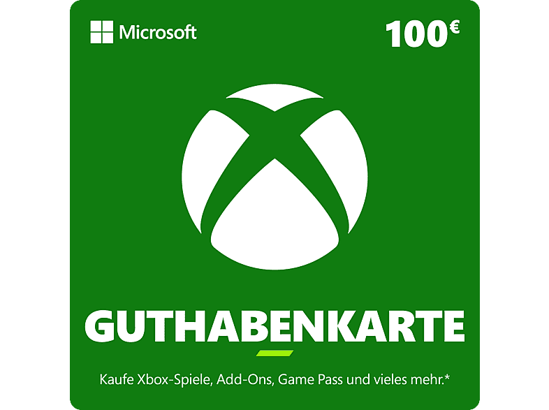 Xbox Guthabenkarte - Multiplattform (Wert: 100 €); Geschenkkarte