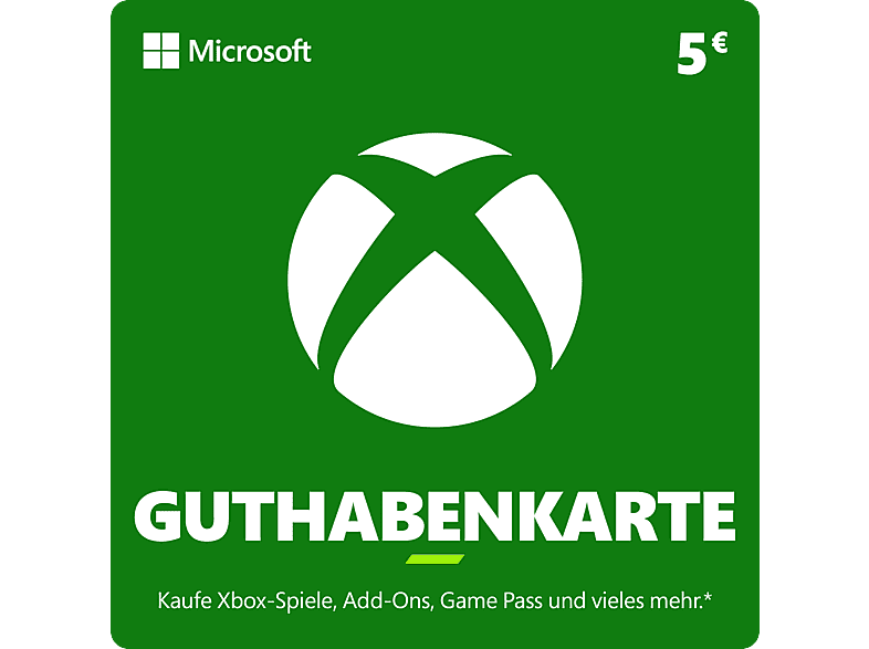Xbox Guthabenkarte - Multiplattform (Wert: 5 €); Geschenkkarte