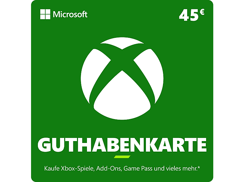 Xbox Guthabenkarte - Multiplattform (Wert: 45 €); Geschenkkarte
