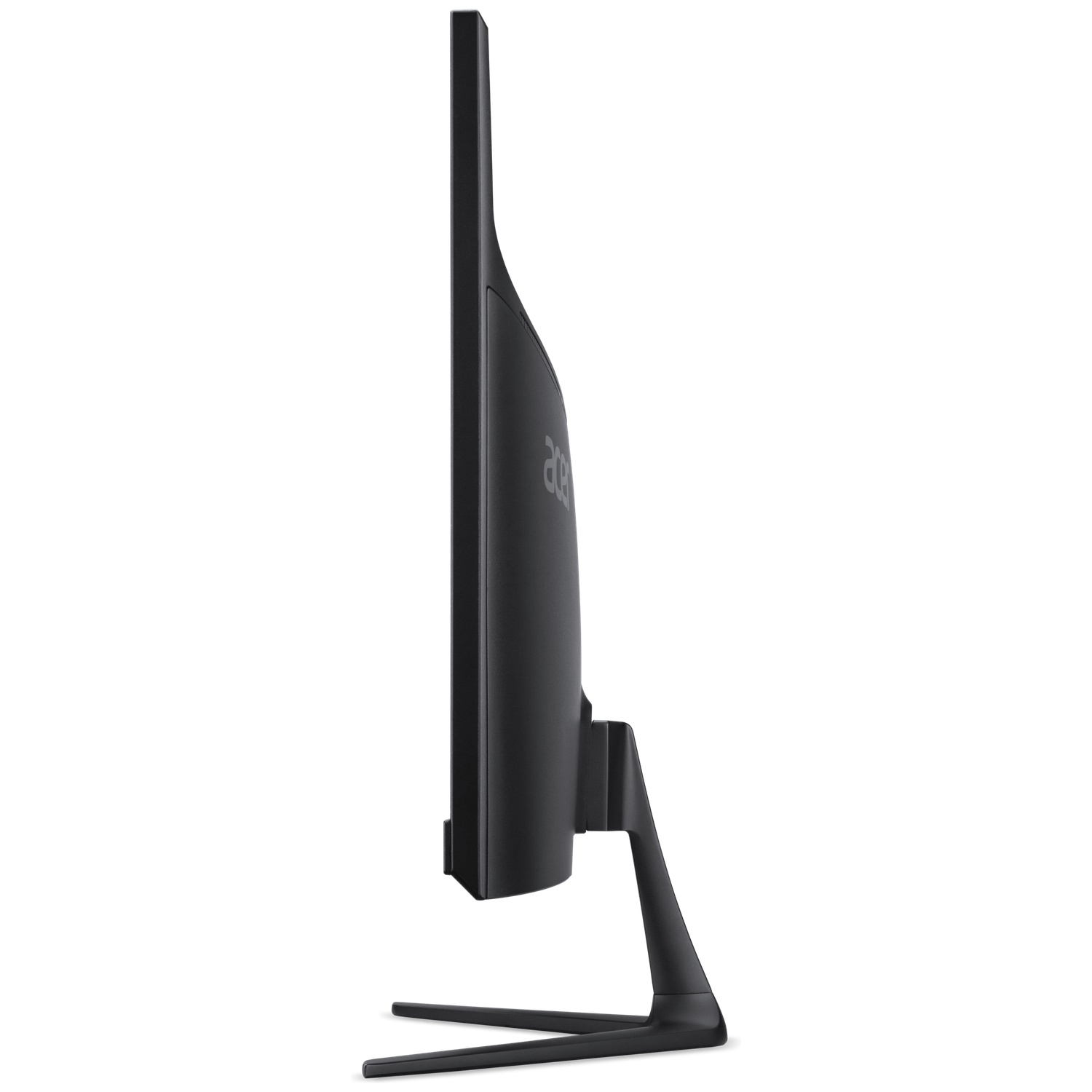 Black monitor on a two-legged stand, shown from the side.