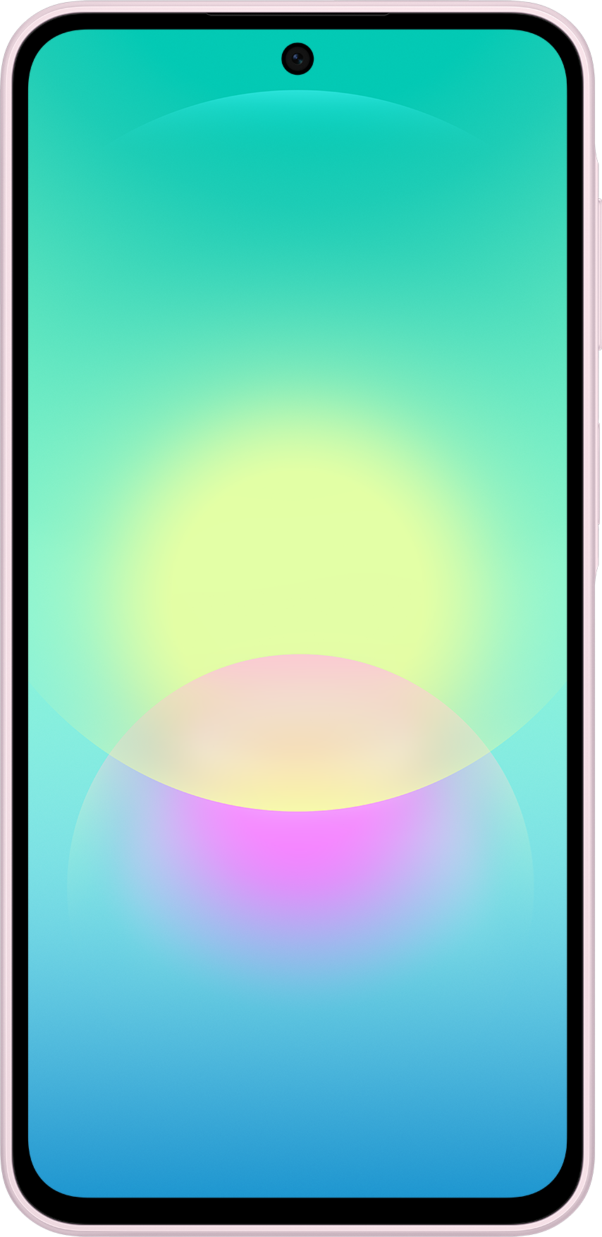 Ein pinker Smartphone-Bildschirm mit einem bunten, weichen Hintergrund.