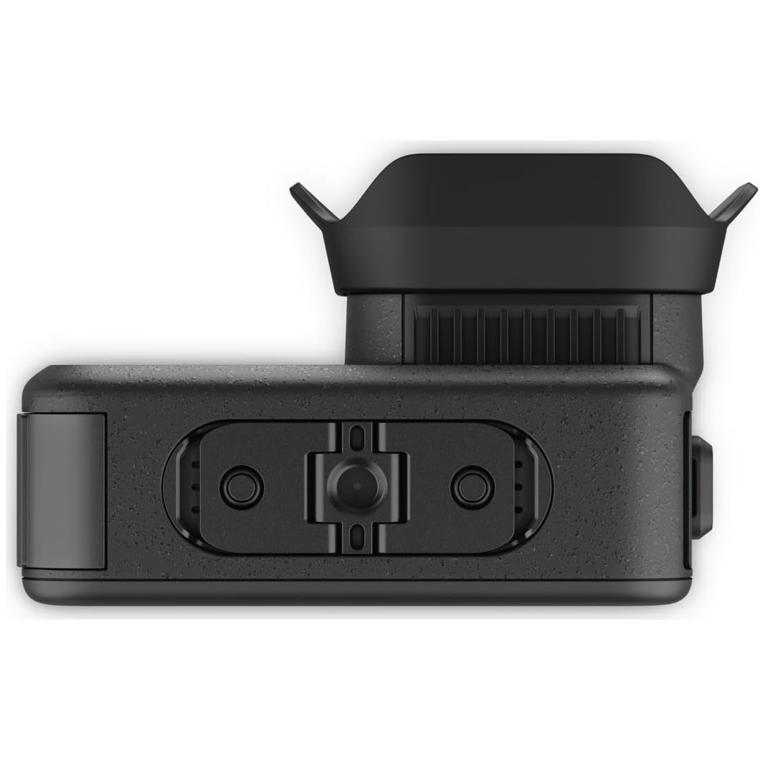Black electronic device with a viewfinder and buttons. White background.