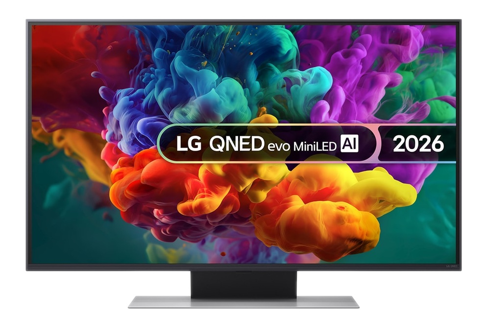 Telewizor LG QNED evo MiniLED AI 2026 z żywymi eksplozjami kolorów.