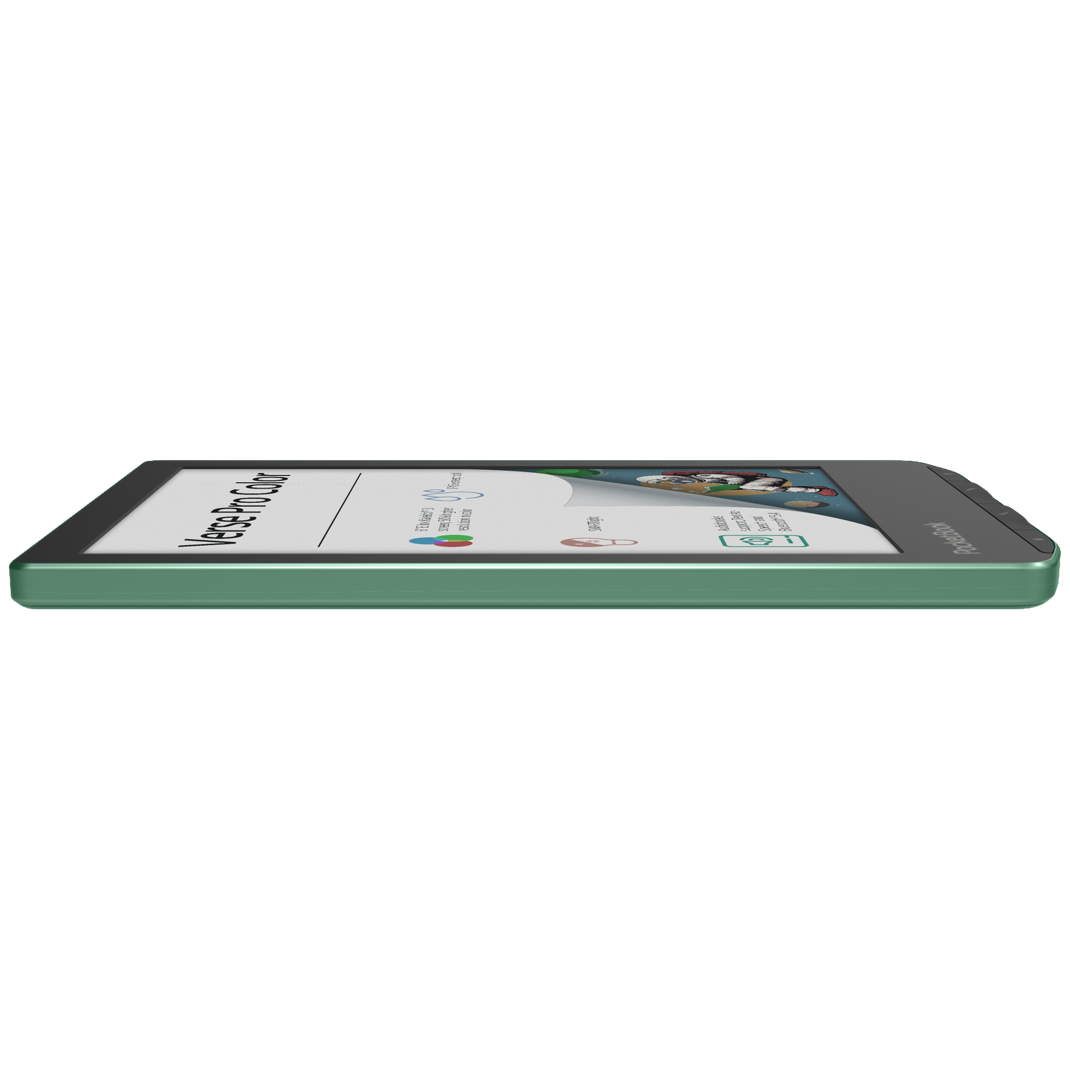 A green e-reader device displaying 'Verse Pro Color' on its screen.