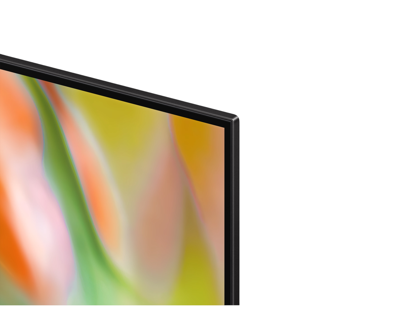 Yeşil ve turuncu tonlarında renkli, soyut bir desene sahip TV ekranının bir kısmı.