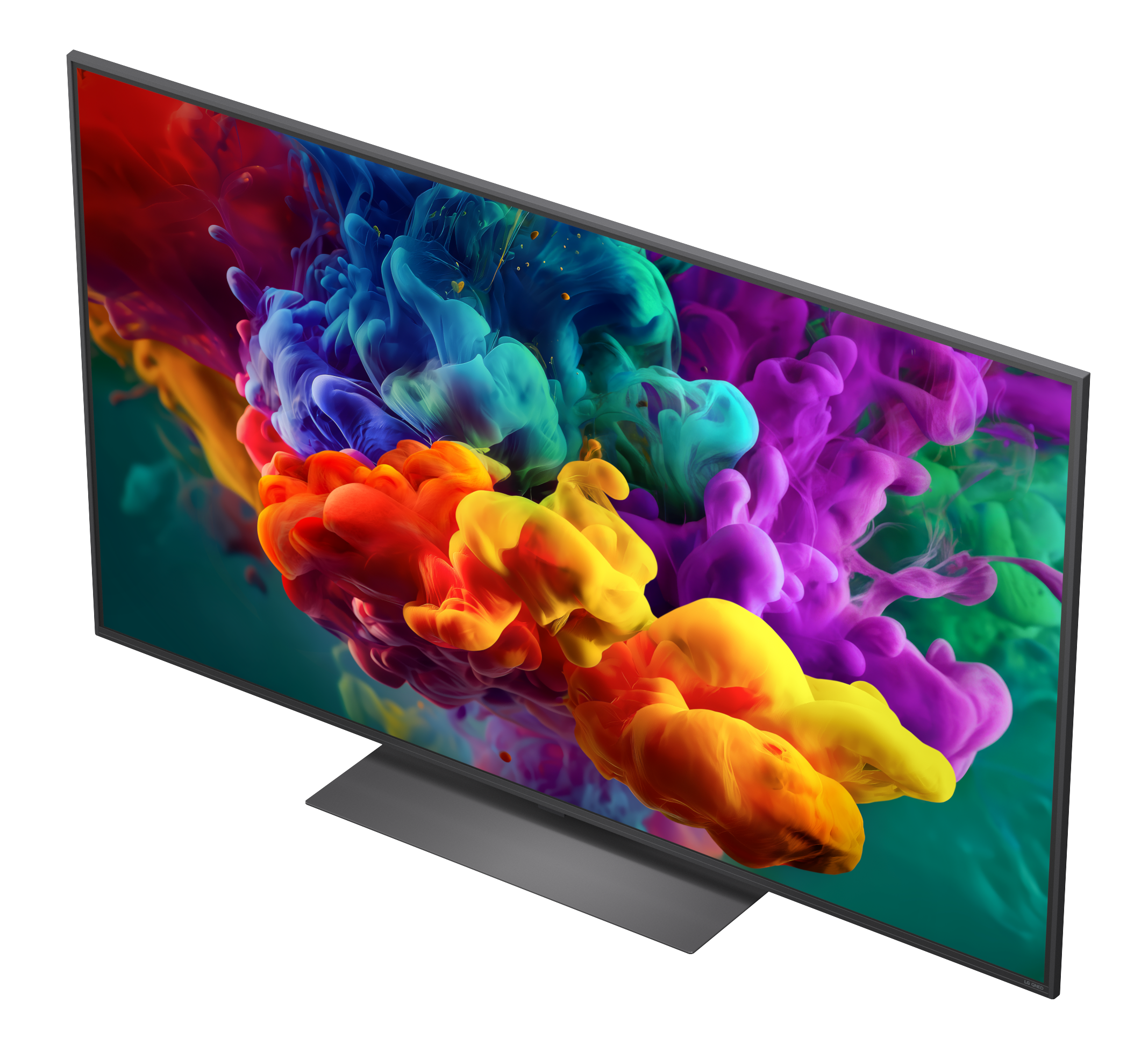 Nowoczesny telewizor wyświetla żywy obraz kolorowych chmur dymu.