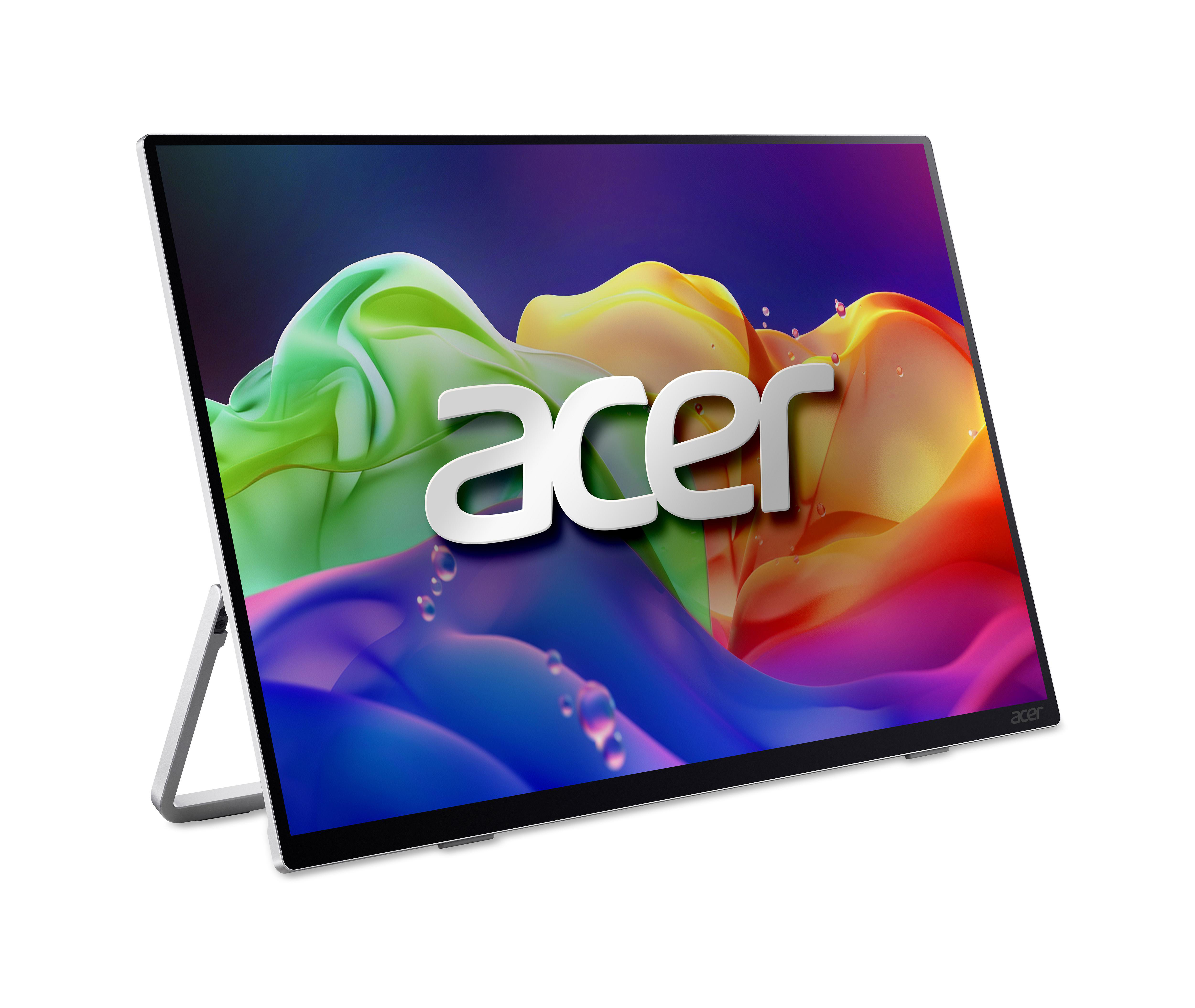 Ein Acer-Laptop mit einem bunten, fließenden Hintergrund und dem Acer-Logo.