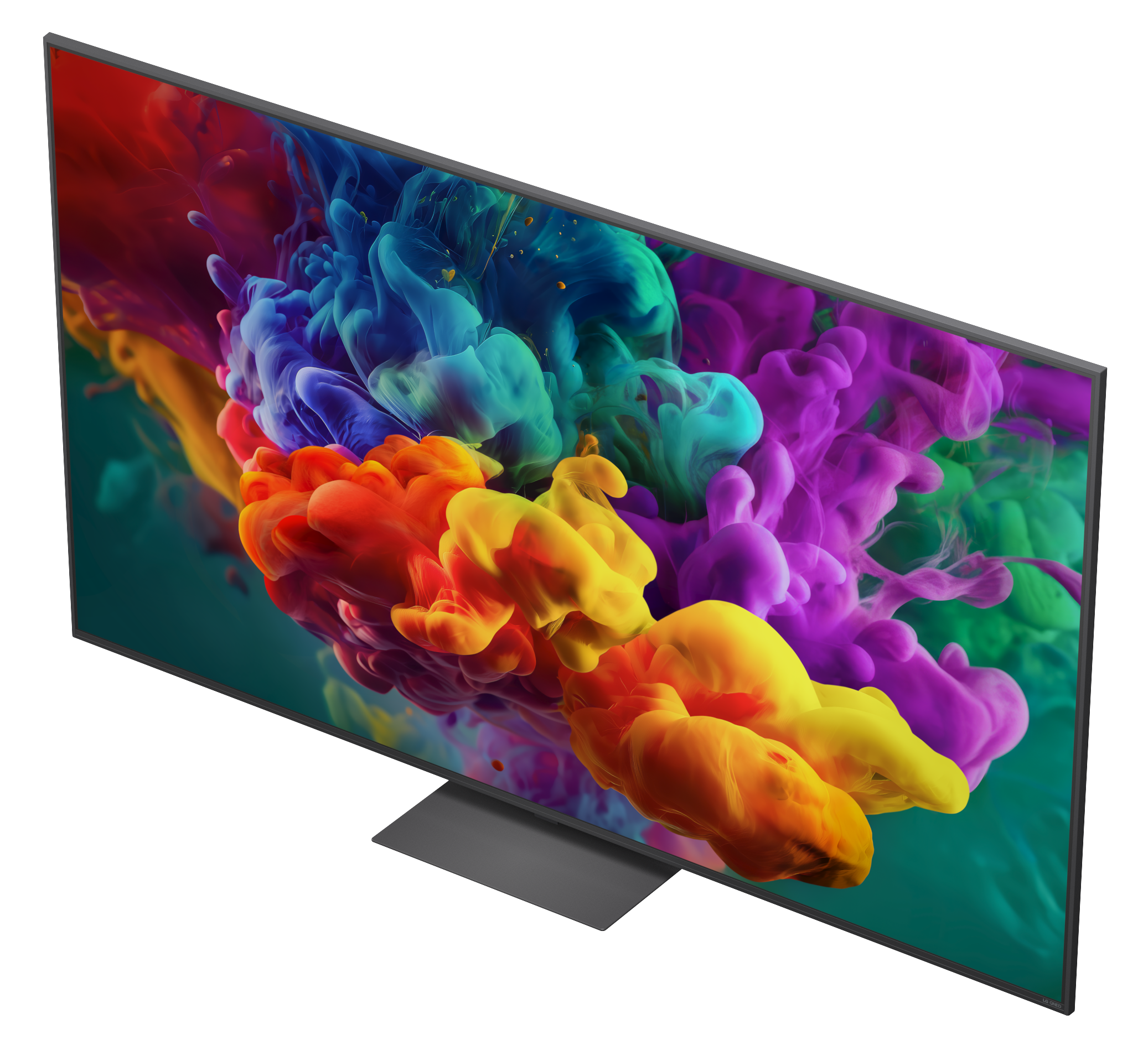 Nowoczesny telewizor wyświetla żywy obraz wirujących kolorów.