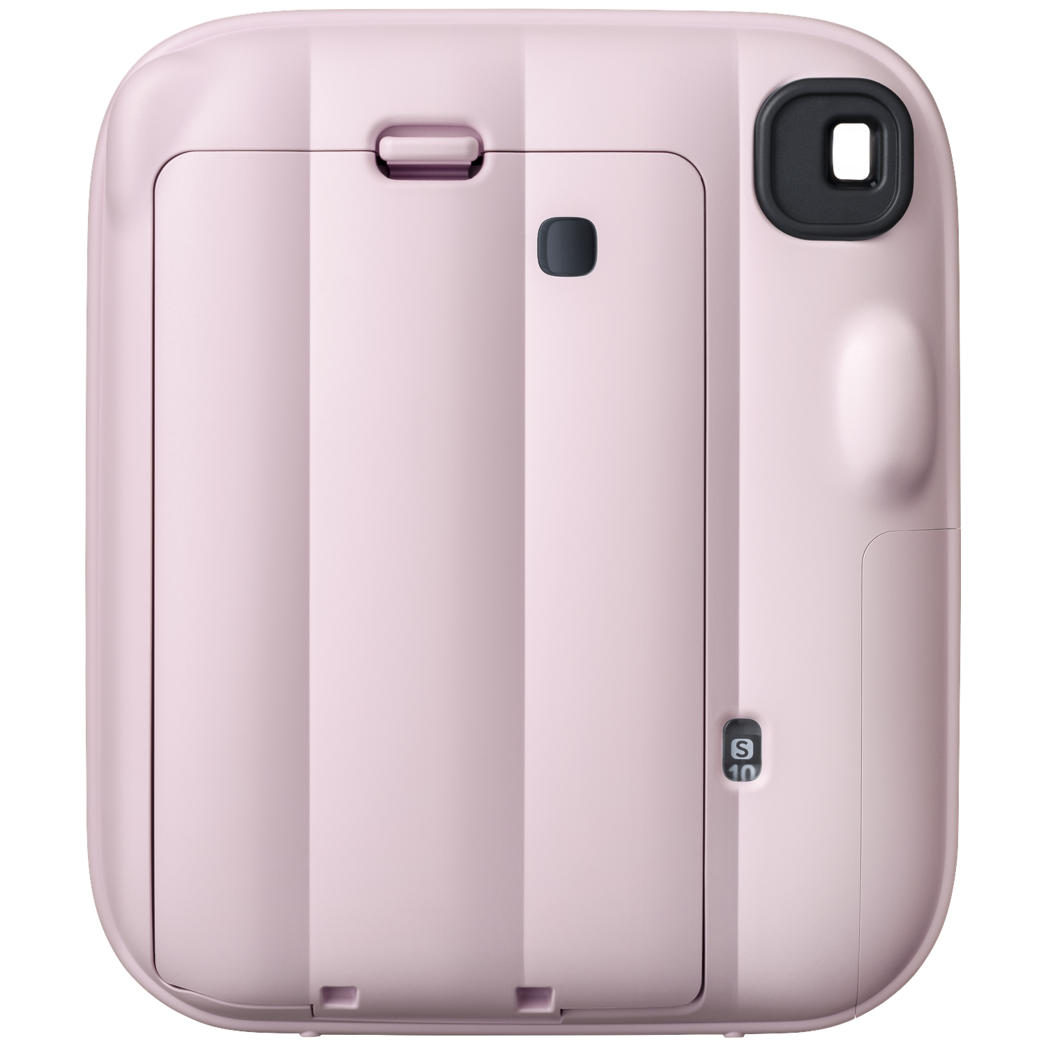 Een roze instantcamera met zoeker en filmuitvoer.