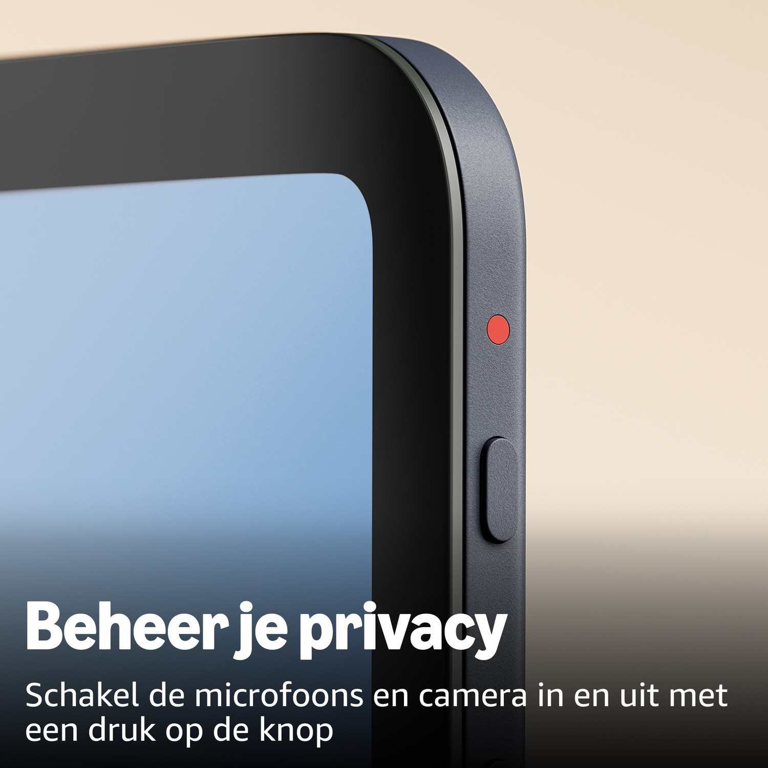 Een smartphone met een rode stip en tekst over privacy.