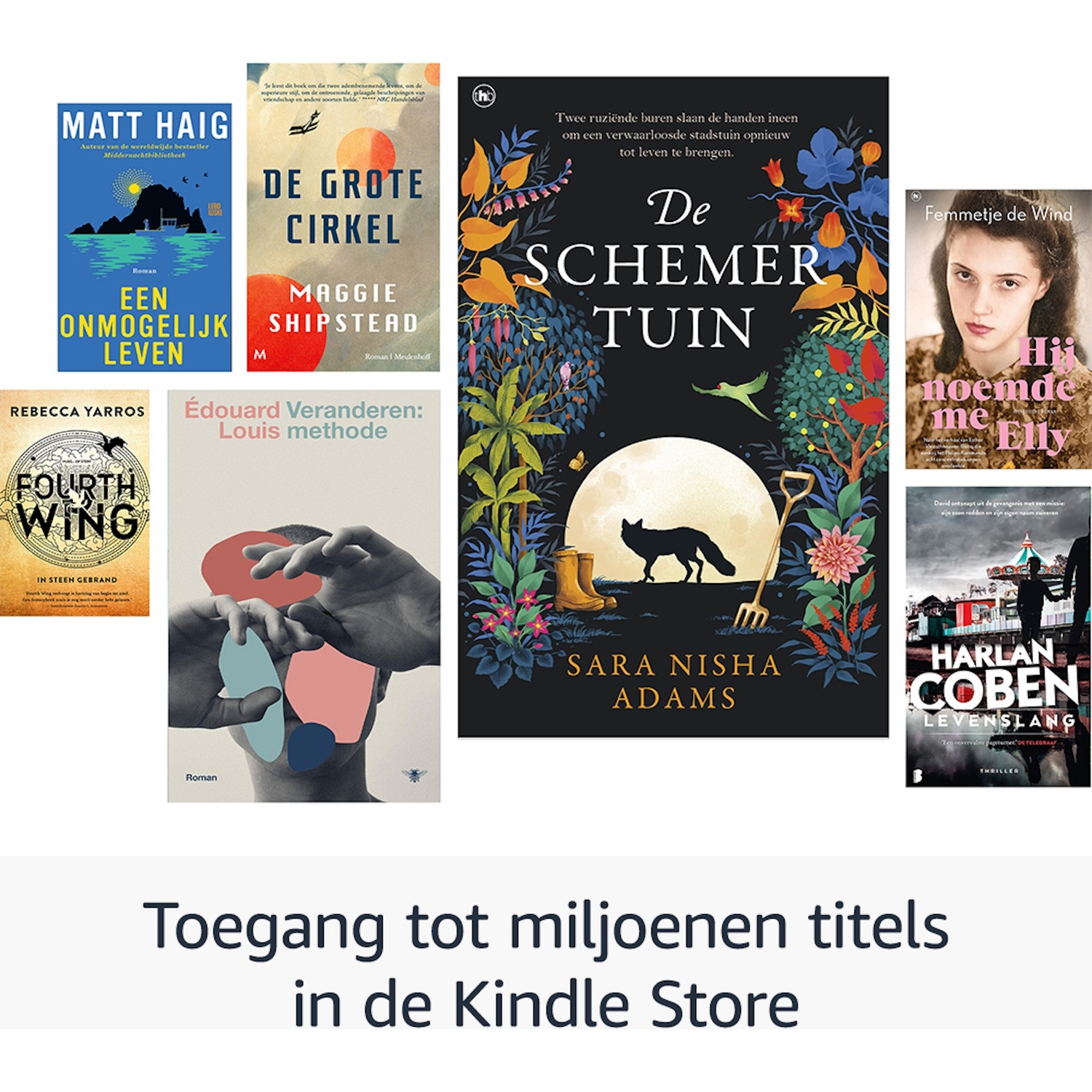 Boekcovers: Collectie bevat 'Een Onmogelijk Leven', 'De Grote Cirkel' en 'De Schemer Tuin'.