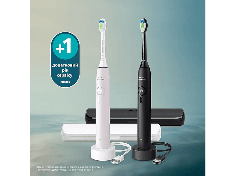 Philips HX4072/42 Sonicare 3100 Duopack Elektrische Zahnbürste Schwarz & Hellrosa — Foto 3 von 5