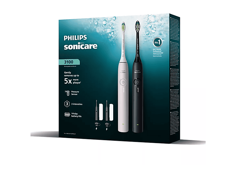 Philips HX4072/42 Sonicare 3100 Duopack Elektrische Zahnbürste Schwarz & Hellrosa — Foto 4 von 5