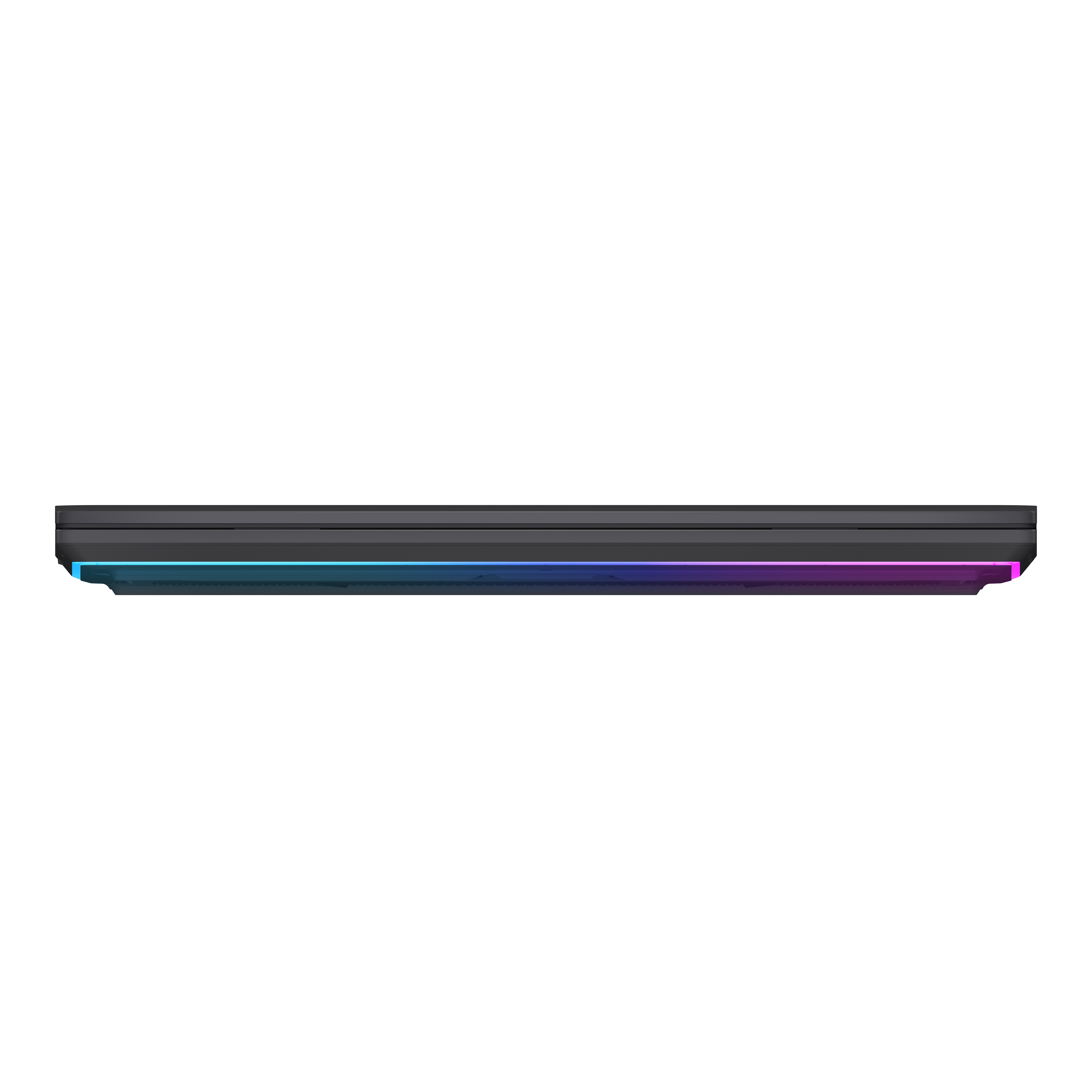 Altta RGB aydınştırmalı siyah dizüstü bilgisayar.