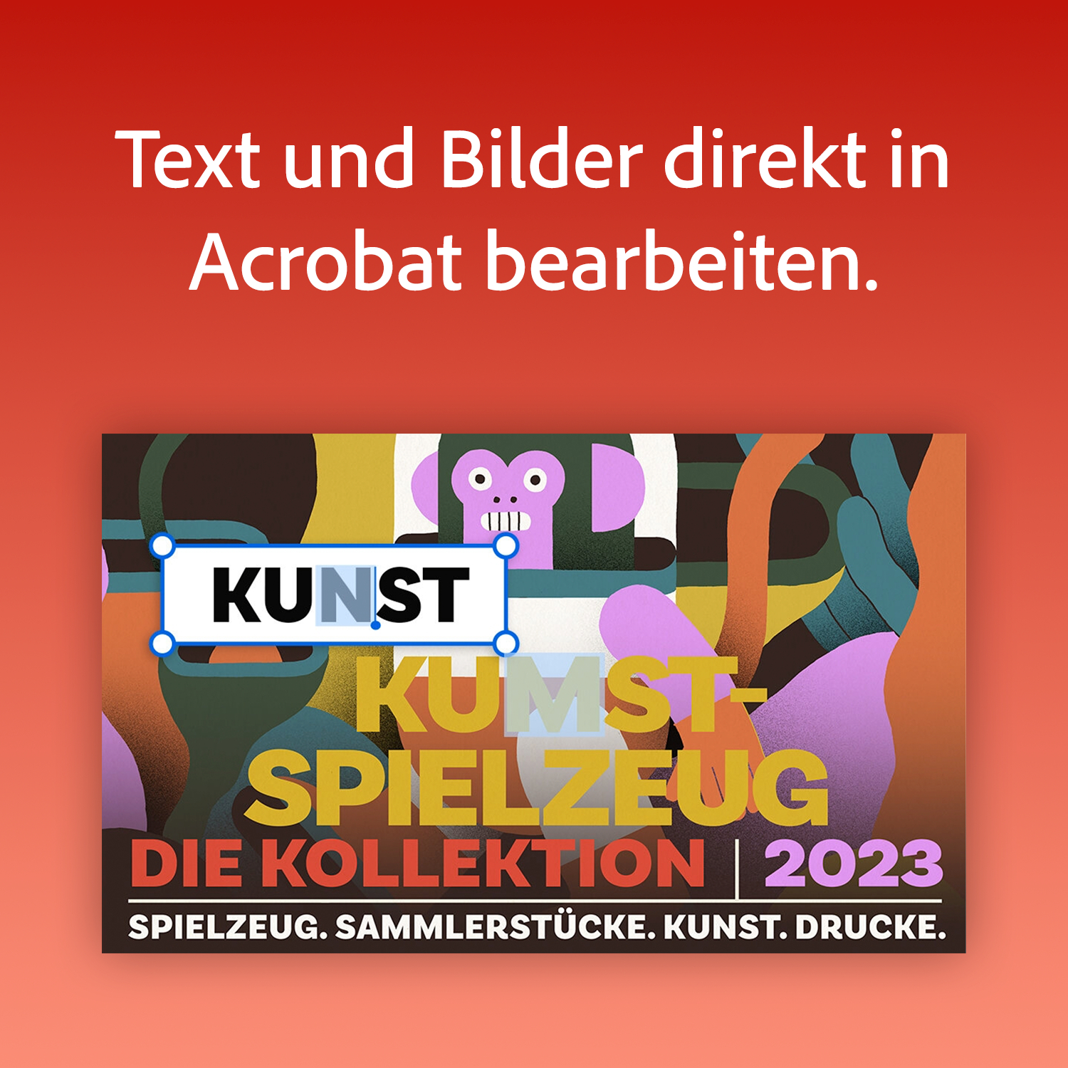 Poster mit abstrakten Formen und Text über Acrobat-Bearbeitung.