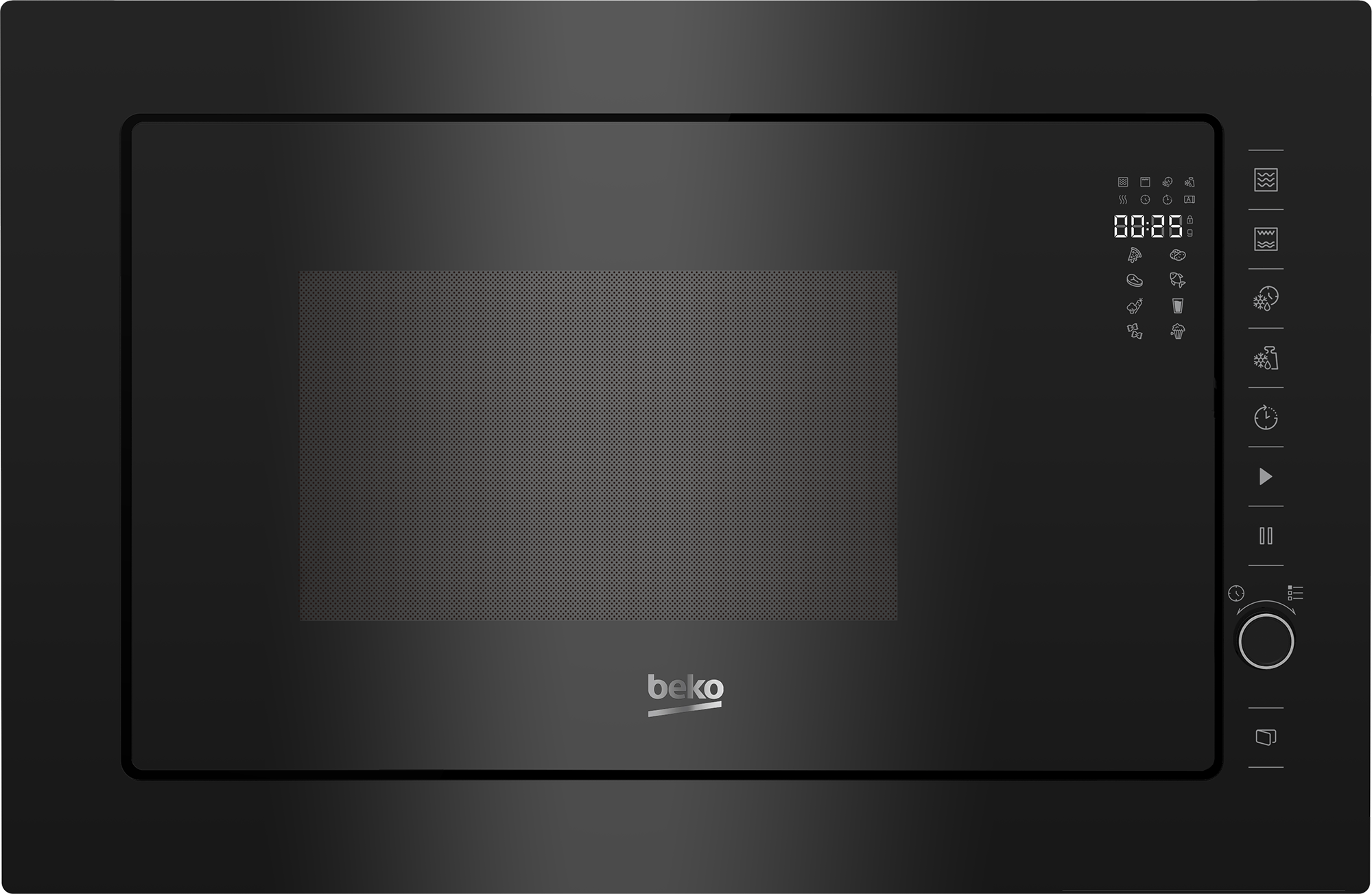 BEKO BMGB25333BG Beépíthető mikrohullámú sütő, 25 liter, fekete, digitális kijelző, 8 funkció