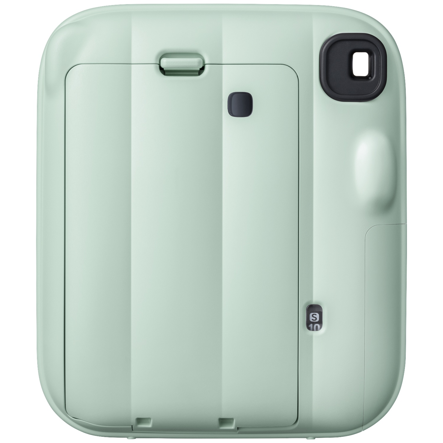 Un appareil photo instantané vert clair avec petit viseur et compteur de film.