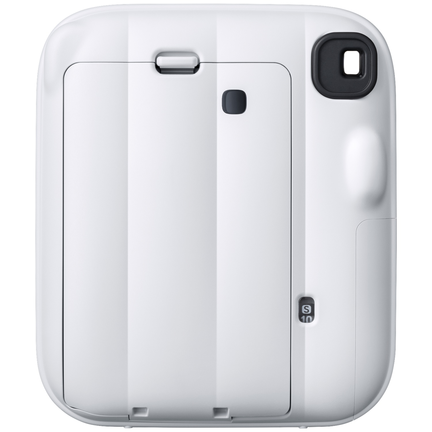 Appareil photo instantané blanc avec viseur noir et compteur.