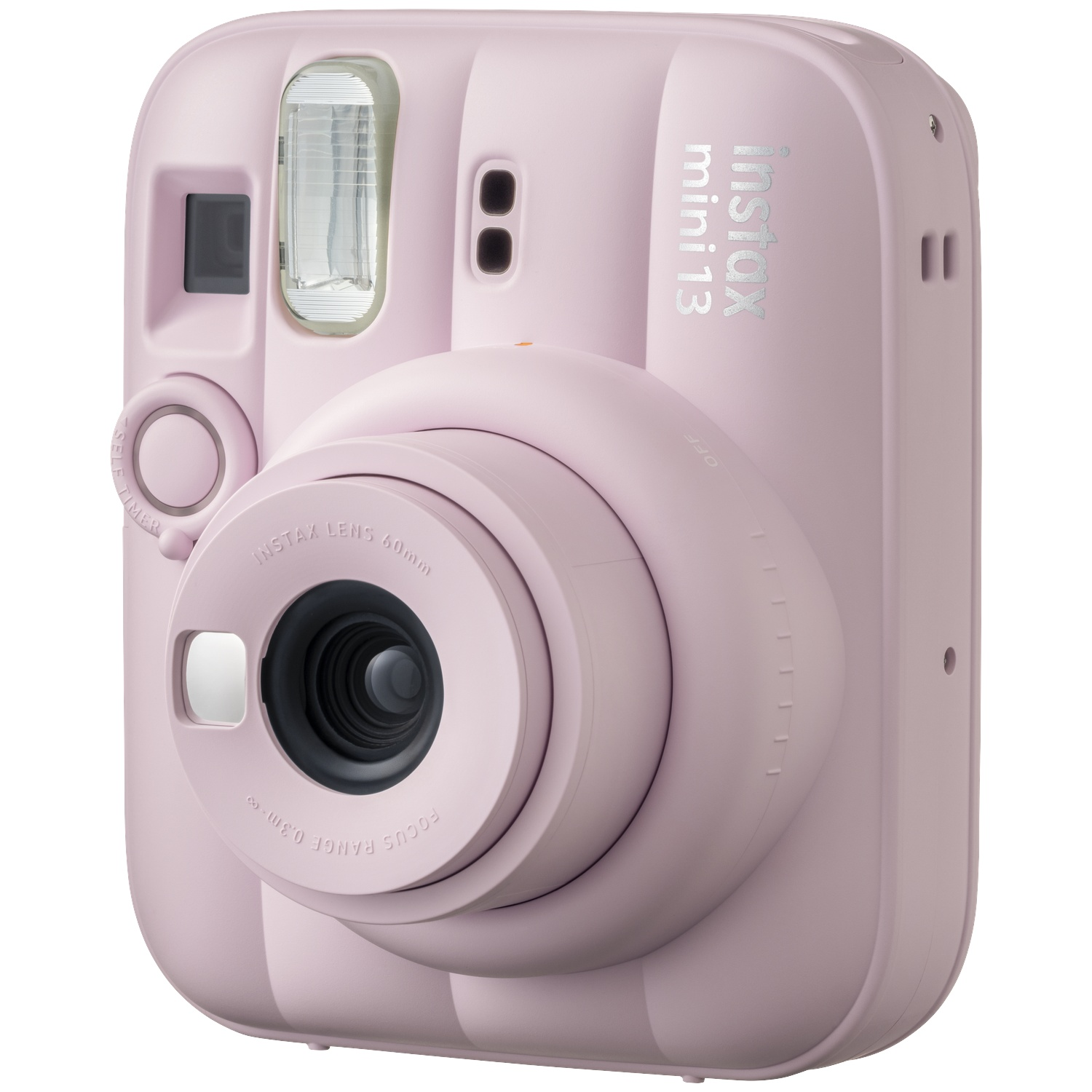 Un appareil photo instantané rose avec le logo Instax Mini 13.